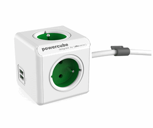 Strømkabel (ekstern) - PowerCube Extended USB 1.5 meter (Type E) - Green - 2402GN/FREUPC