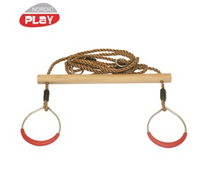 Utendørsleker - Nordic Play Wooden trapeze swing with rings - 805-478