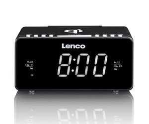 DAB, nettverks- og klokkeradio - Lenco CR-550BK - Stereo FM Clock Radio with USB and Qi Wireless Smartphone charging - Black - FM - Stereo - Svart - CR-550BK