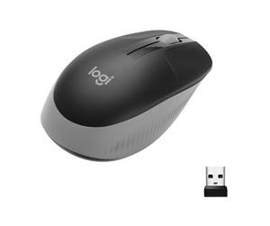 Mus - Logitech M190 Full-size Wireless Optical PC Mouse - Mid Grey - Mus - Optisk - 3 knapper - Grå - 910-005906