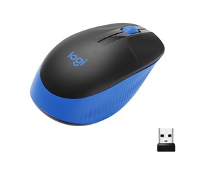 Mus - Logitech M190 Full-size Wireless Optical PC Mouse - Blue - Mus - Optisk - 3 knapper - Blå - 910-005907