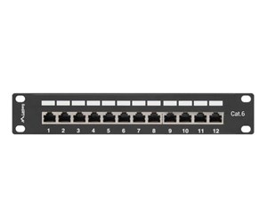 Tilbehør - Lanberg PPF6-9012-B Patch Panel 12-Port 1U 10" Cat6 FTP Shielded Black - PPF6-9012-B