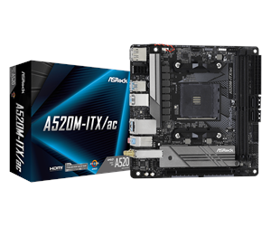 Hovedkort - ASRock A520M-ITX/AC Hovedkort - AMD A520 - AMD AM4 socket - DDR4 RAM - Mini-ITX - 90-MXBDG0-A0UAYZ