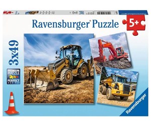 Puslespill - Ravensburger Digger At Work! 3x49P Gulv - 50321