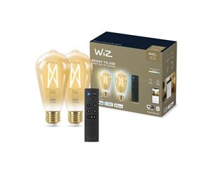 Smarthus - WiZ Filament Edison ST64 E27 ravfarget 2-pakning + mote - 929003057022