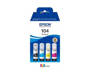 Printertilbehør blekk/toner - Epson EcoTank 104 - 4-Pack (Yellow Cyan Magenta Black) Ink - Blekkrefill Blå - C13T00P640