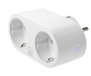 Smarthus - Deltaco Strømplugg, WiFi 2,4GHz, energimåling, 2xCEE 7/3, 13A, timer, hvit - SH-P02E