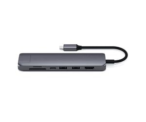 Dokkingstasjon - Satechi USB-C Slim Multi-Port with Ethernet Adapter - ST-UCSMA3M