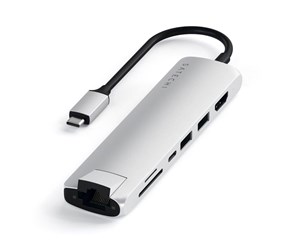 Dokkingstasjon - Satechi USB-C Slim Multiport Dock with Ethernet - Silver - ST-UCSMA3S