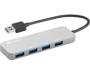 USB-hub - Sandberg 4-Port USB 3.0 Hub USB-hub - USB 3.0 - 4 porter - Sølv - 333-88