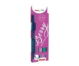 Skrive- & Tegneverktøy - Pentel SES15B-4 Brush Sign Pen BERRY sæt - SES15B-4