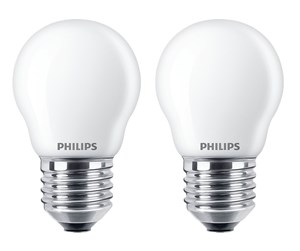 LED-lyspære - Philips LED-lyspære Classic Mini-ball 2.2W/827 (25W) Frosted 2-pack E27 - 929001345670