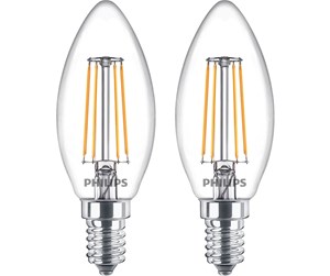 LED-lyspære - Philips LED-lyspære Classic Candle 4.3W/827 (40W) Clear 2-pack E14 - 929001889767