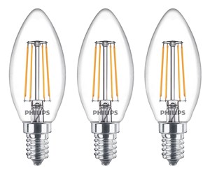 LED-lyspære - Philips LED-lyspære Classic Candle 4,3W/827 (40W) Clear 3-pack E14 - 929001889759