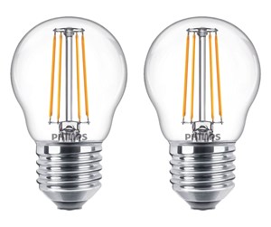 LED-lyspære - Philips LED-lyspære Classic Mini-ball 4.3W/827 (40W) Clear 2-pack E27 - 929001890557