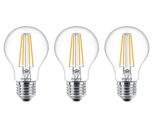 LED-lyspære - Philips LED-lyspære Classic Standard 7W/827 (60W) Clear 3-pack E27 - 929001387359