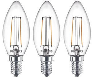 LED-lyspære - Philips LED-lyspære Classic Candle 2W/827 (25W) Clear 3-pak E14 - 929001238343