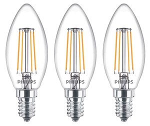 LED-lyspære - Philips LED-lyspære Classic Candle 4,3W/827 (40W) Clear 3-pack E14 - 929001889733