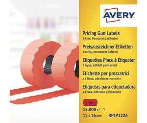 Papir, Fotopapir & Etiketter - Avery Røde permanente prisetiketter , Røde, 26 x 12 mm, Permanent - RPLP1226