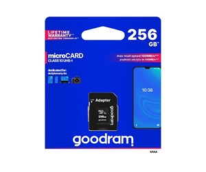 Minnekort - GOODRAM memory card Micro SDXC 256GB Class 10 UHS - M1AA-2560R12