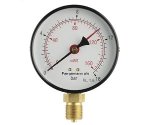 Måleinstrumenter - Erik Færgemann Pressure gauge 1/2xø80 0-10 bar/0-100 mvs downward connecto - 481103-084R