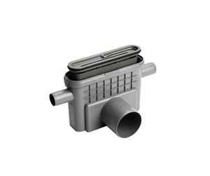 Dreneringsprodukter - Unidrain Outlet unit w/horizontal outlet Ø75 mm incl. water trap and two horizontal side inlets Ø40/32 mm - 1433.0075