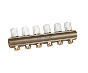 Gulvvarme - Pettinaroli Linear manifold 1x3/4/18 with thermostatic option or electrical control for return pipes compression ends without fittings 5 outlets - 7035TEM-008-05