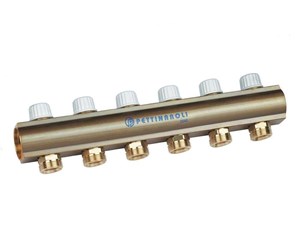 Gulvvarme - Pettinaroli Linear manifold 1x3/4/18 with incorporated lockshield valve 3 outlets - 7035DM-008-03