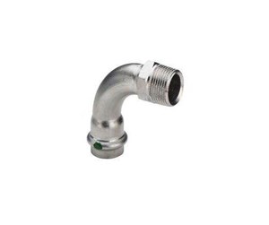 Trykkrør & Beslag - Viega Sanpress Inox transition bend 90° socket/nipple 15 mm x 1/2" stainless steel - 436896