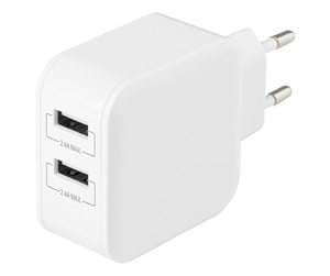 Mobil - Adaptere og ladere - Deltaco Wall charger with dual USB-A ports 4.8 A. - USB-AC175