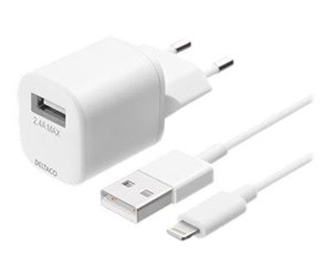 Mobil - Adaptere og ladere - Deltaco USB wall charger USB-A 2.4 A incl. 1 m - USB-AC181