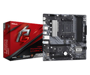 Hovedkort - ASRock A520M Phantom Gaming 4 Hovedkort - AMD A520 - AMD AM4 socket - DDR4 RAM - Micro-ATX - 90-MXBEK0-A0UAYZ