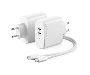 Mobil - Adaptere og ladere - ALOGIC 2X63 Rapid Power 63W GaN Charger - Incl. 2m USB-C Charging Cable - WCG2X63-EU