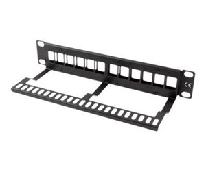 Tilbehør - Lanberg PPKS-9112-B Patch Panel Blank 12-Port 1U with Organizer for Keystone Modules Black - PPKS-9112-B