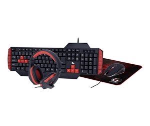 Tastatur - Gembird - keyboard mouse headset and mouse pad set - QWERTY - US - Tastatur, mus, hodesett og musematte sett - Amerikansk Engelsk - Rød - GGS-UMG4-02