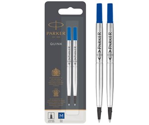 Skrive- & Tegneverktøy - Parker Rollerball Pen Refills | Medium Point | Blue QUINK Ink | 2 Count - S0881490