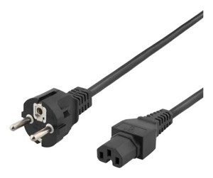 Strømkabel (ekstern) - Deltaco Power Cord CEE 7/7 - IEC C15 - 2m - DEL-117B