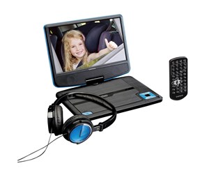 Blu-Ray & DVD-spiller - Lenco DVP-910BL - Portable 9" DVD player with USB headphones and mounting bracket - Blue/Black - DVP910BLAU