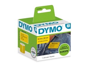 Papir, Fotopapir & Etiketter - DYMO LW gule store forsendelsesetiketter/navneskilt, 54mm x 101mm, ruller med 220 stk. - 2133400