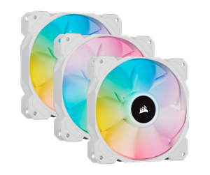 Kabinettvifte - Corsair iCUE SP120 RGB Elite Performance White - Kit with iCUE Lighting Node CORE - Kabinettvifte - 120mm - Hvit med RGB-lys - 27 dBA - CO-9050137-WW