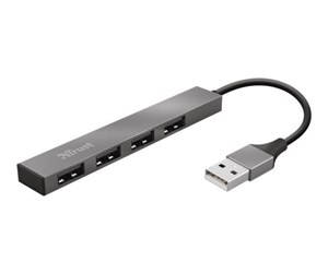 USB-hub - Trust Halyx Aluminium 4-Port Mini USB Hub USB-hub - 4 porter - Svart - 23786