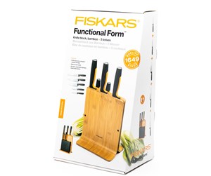 Kjøkkenredskaper - Fiskars Functional Form Bamboo knife block 5 knives - 10575520