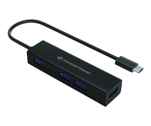 USB-hub - Conceptronics Conceptronic HUBBIES07B - hub - 4 ports USB-hub - 4 porter - Svart - HUBBIES07B