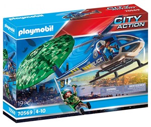 Playmobil - Playmobil City Action - Politihelikopter: Forfølgelsesjakt med fallskjerm - 70569