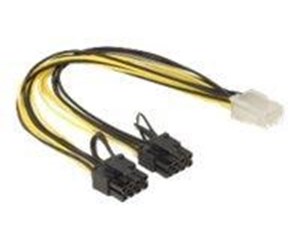 Strømkabel (intern) - DeLOCK power cable - 8 pin PCIe power (6+2) to 6 pin PCIe power - 30 cm - 83433