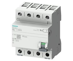 Komponenter for switchboxes og skap - Siemens Rccb 4-polet type b 63a 300 ma 400vac korttidsforsinket - 5SV3646-4