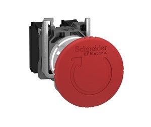 Trykknapper & Signalenheter - Schneider Electric Red ø40 emergency stop switching off ø22 latching turn release 2nc+1no - XB4BS84441