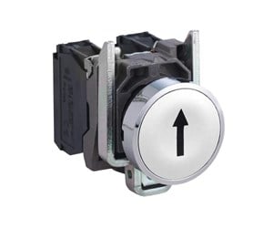 Trykknapper & Signalenheter - Schneider Electric Harmony push button complete with spring return and flat touch surface in white with black arrow 1xno xb4ba3341 - XB4BA3341