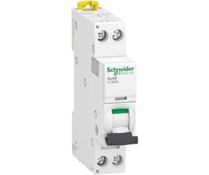 Komponenter for switchboxes og skap - Schneider Electric Acti9 circuit breaker 1p + n 16a 230v 10.6 ka c-characteristic single terminal width 18 mm. - A9P54616