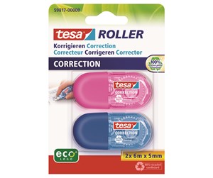 Skrivebordstilbehør - tesa Correction Tape Mini Roller ecoLogo 2x 6m x 5mm Blue + Pink - 59817-00000-00